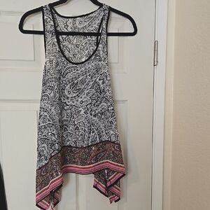 Women's Black and White Paisley Tank Top